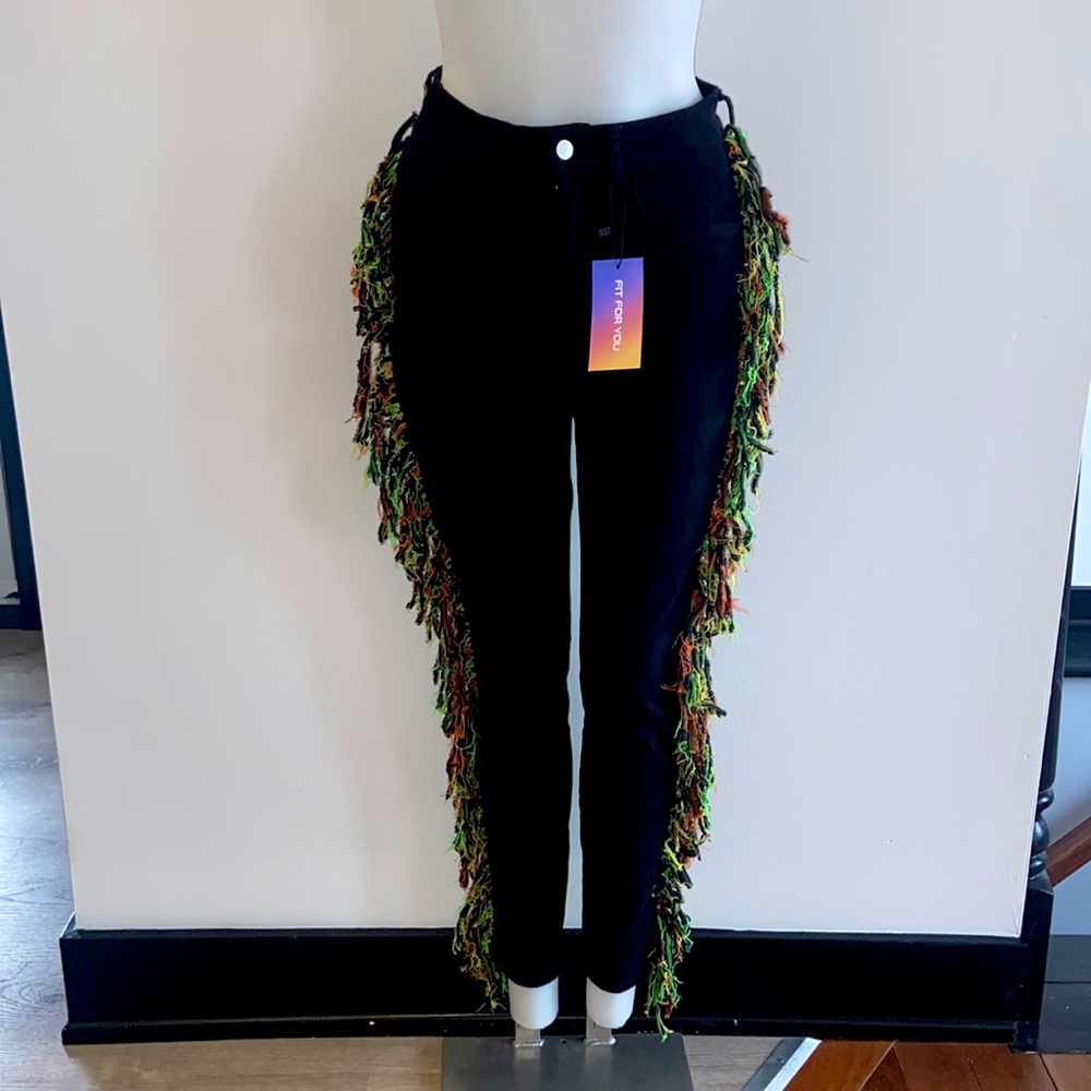 Colourful Bold Fringe Skinny Jeans